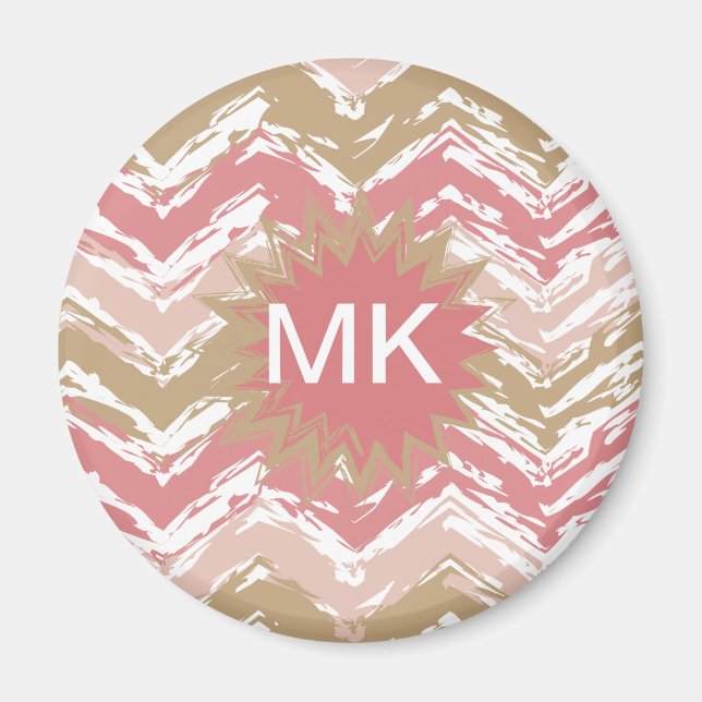 Íman Padrão Coral Spice Scribble ZigZag Chevron (Frente)