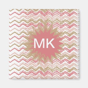 Íman Padrão Coral Spice Scribble ZigZag Chevron