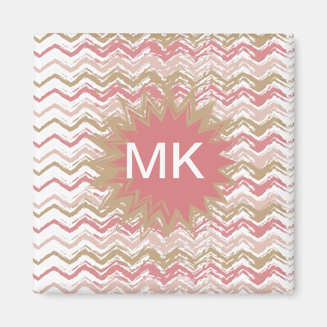 Íman Padrão Coral Spice Scribble ZigZag Chevron (Frente)