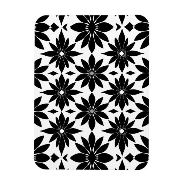 Íman padrão damasco preto e branco (Vertical)