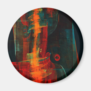 Íman Padrão de Abstrato de Arte Moderno Vermelho Azul-L