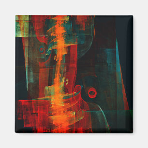 Íman Padrão de Abstrato de Arte Moderno Vermelho Azul-L