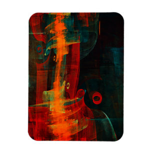 Íman Padrão de Abstrato de Arte Moderno Vermelho Azul-L
