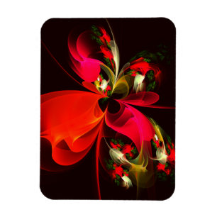 Íman Padrão de Abstrato de Arte Vermelha Verde Floral M