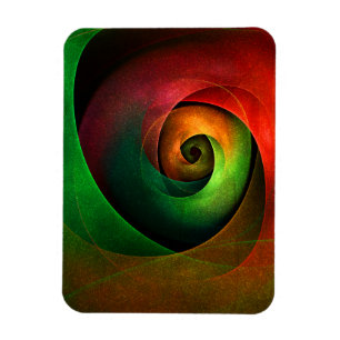 Íman Padrão de Abstrato de Arte Vermelha Verde Floral M