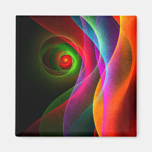 Íman Padrão de Abstrato de Arte Vermelho Verde Laranja