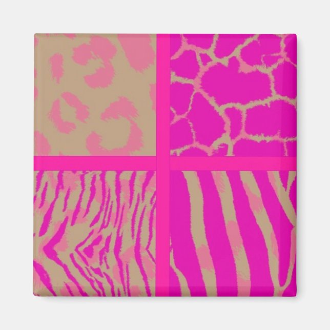 Íman Padrão de Animal Selvagem Rosa (Frente)