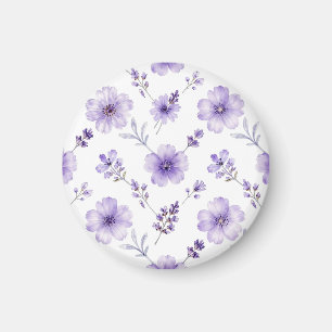 Íman Padrão de Aquarela de Flor de Linho Roxo Lavanda
