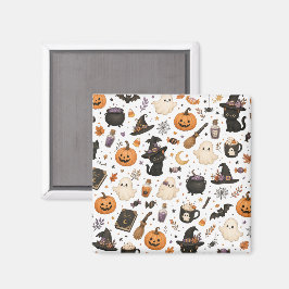 Íman Padrão de aquarela de Halloween fofo com gatos pre