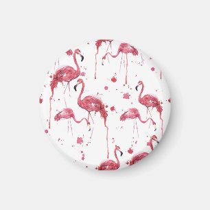 Íman Padrão de aquarela Flamingo, design vibrante.