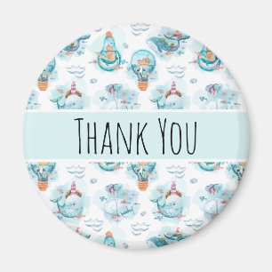 Íman Padrão de Aquarelas de Baleias Náuticas Cóticas