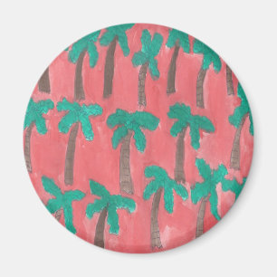 Íman Padrão de Árvore Palm de Aquarela