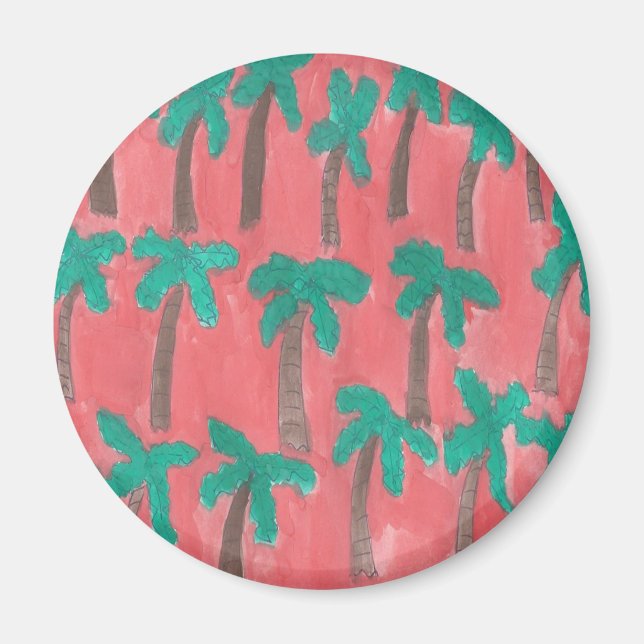Íman Padrão de Árvore Palm de Aquarela (Frente)