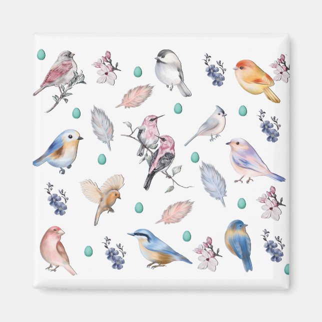 Íman Padrão de Aves de primavera (Frente)