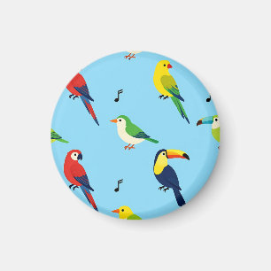 Íman Padrão de Aves Tropicais Coloridas