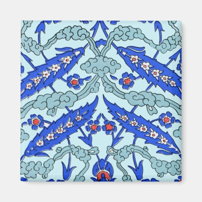Íman Padrão de Azulejo Azul Turquesa na Fronteira Turca (Frente)