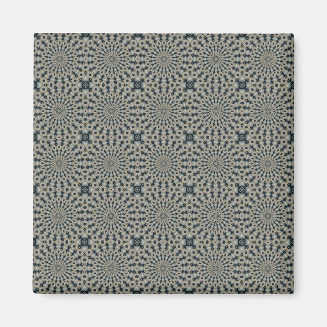 Íman Padrão de Azulejo dos Círculos de Cinza e Teal de  (Frente)