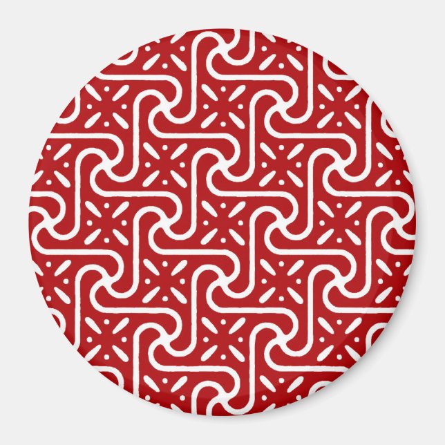 Íman padrão de azulejo egípcio, vermelho escuro e branc (Frente)