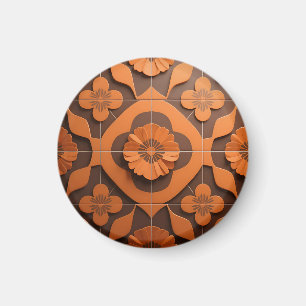 Íman Padrão de Azulejo Geométrico de Medalhões Florais
