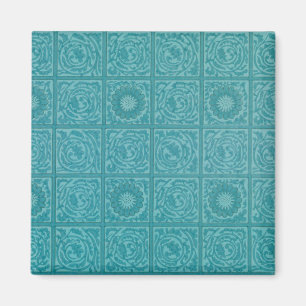 Íman Padrão de Azulejo Teal (por William Morris)