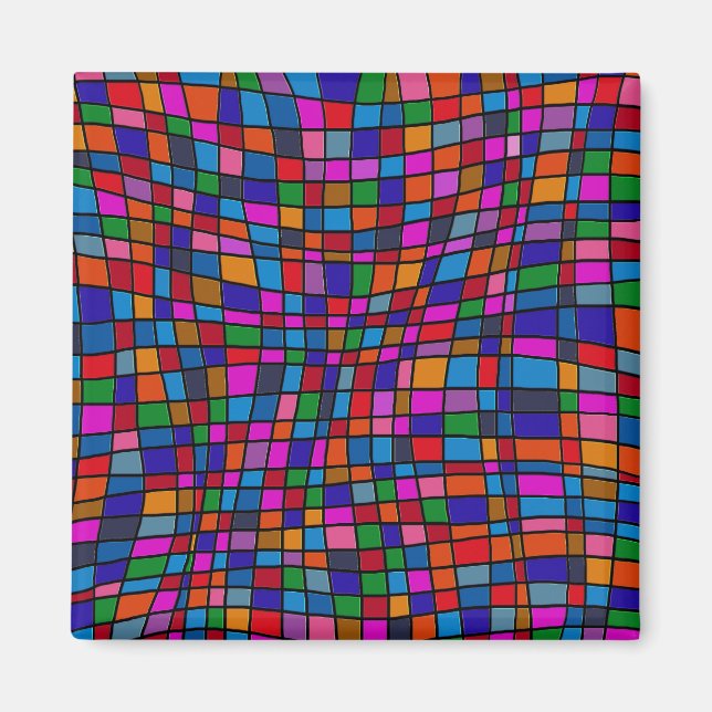 Íman Padrão de Azulejos Coloridos em Mosaico (Frente)