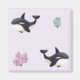 Íman Padrão de Baleia Orca Fofa para Berçário de Vida M