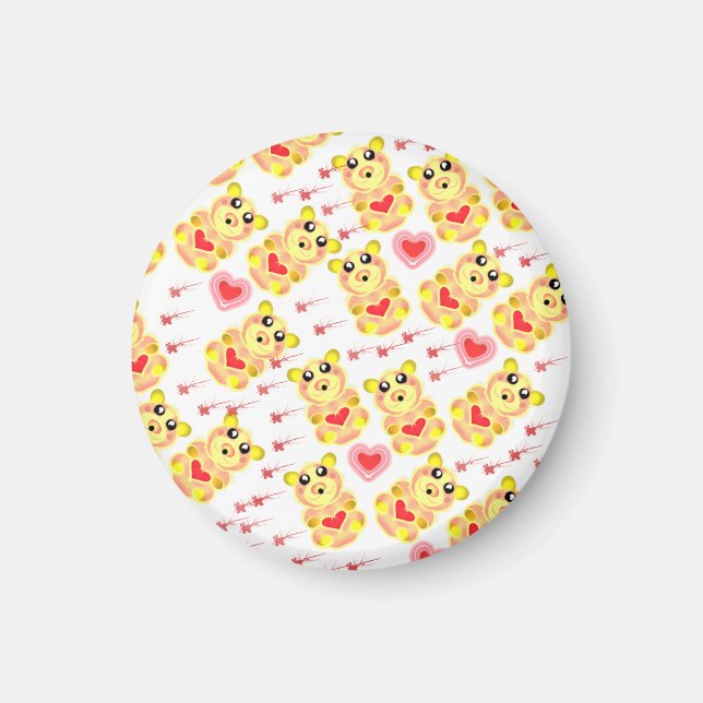 Íman Padrão de Berçário do Ursinho Coração (Frente)