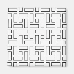 Íman Padrão de Bloco Linear Preto e Branco - Branco