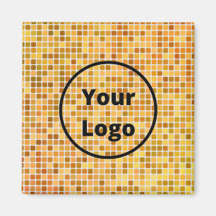 Íman Padrão de blocos marrom de logotipo personalizado
