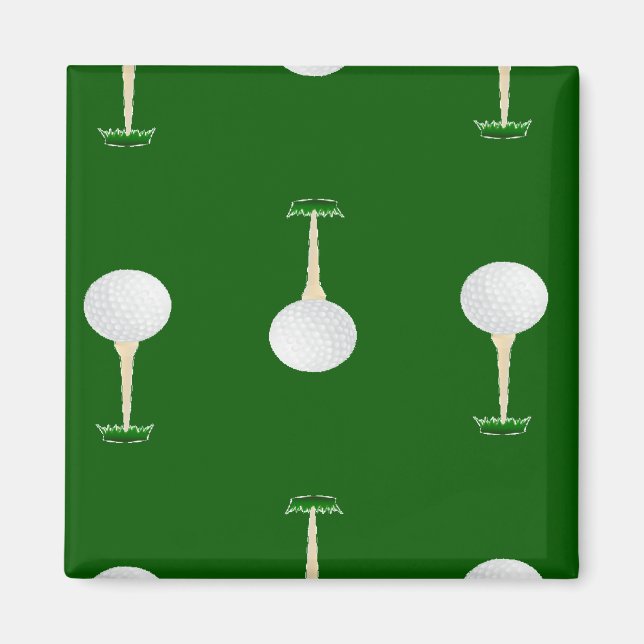 Íman Padrão de bolas de golfe em verde (Frente)