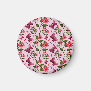 Íman Padrão de Borboleta Cereja Fofa, Fruta Kawaii Bril