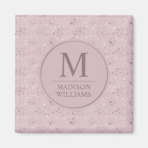 Íman Padrão de Brilho Rosa Bege Dourado Personalizado