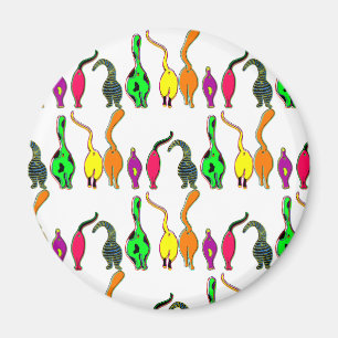 Íman Padrão de Bumbuns de Gato Coloridos