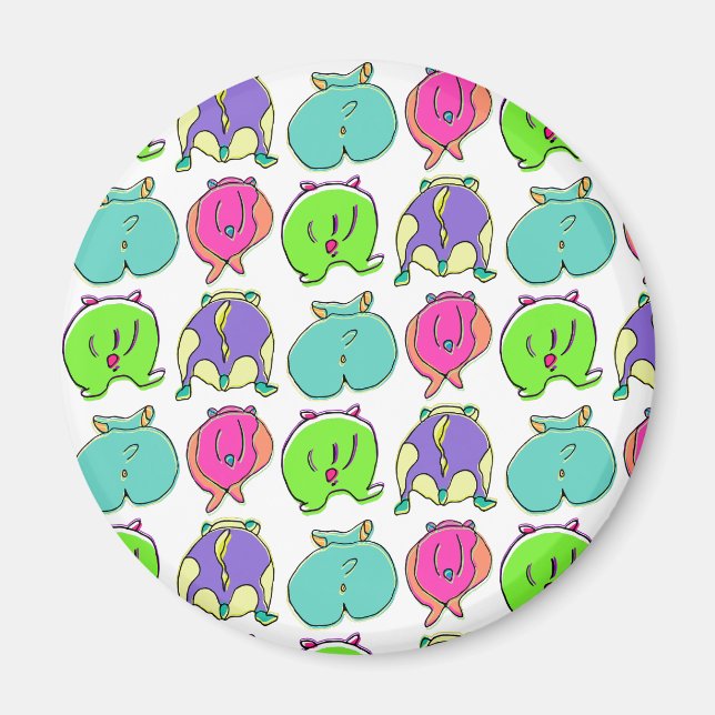 Íman Padrão de Bumbuns de Hamster Coloridos (Frente)