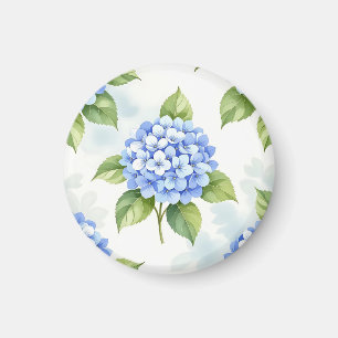 Íman Padrão de Buquê de Hortênsia Azul Pastel
