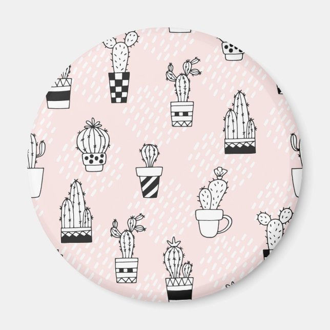 Íman Padrão De Cactus Desenhado Na Mão Bonita (Frente)