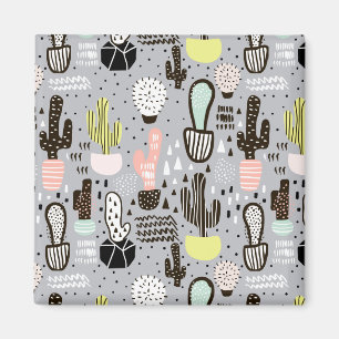 Íman Padrão de Cactus Texturizados Manuscritos