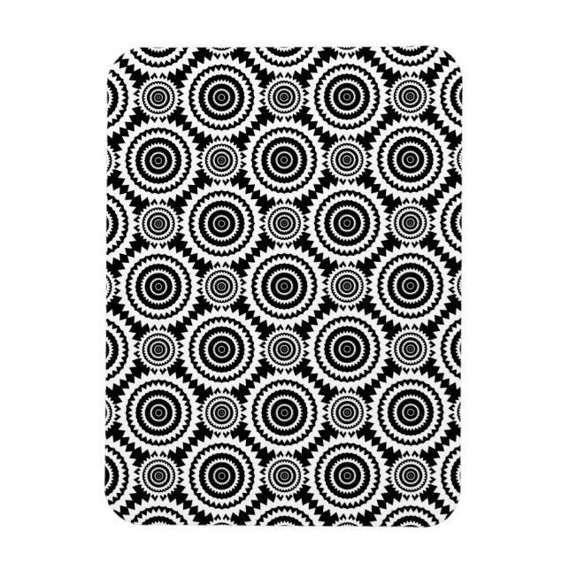 Íman Padrão de Caleidoscópio Preto e Branco de Design M (Vertical)