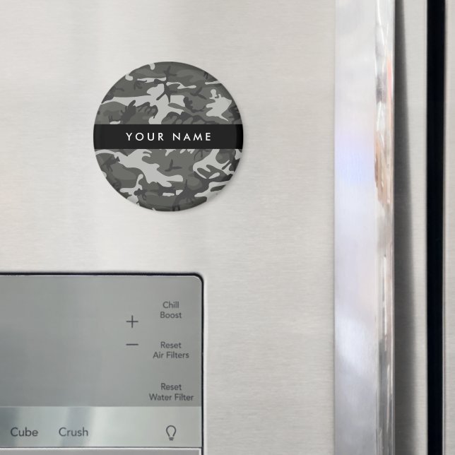 Íman Padrão de Camuflagem Cinza, Seu nome, Personalizar (In Situ (Fridge))