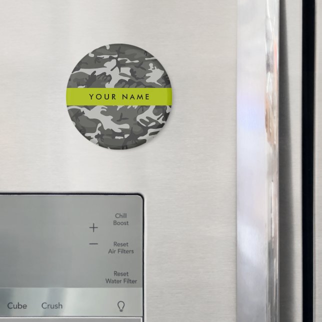 Íman Padrão de Camuflagem Cinza, Seu nome, Personalizar (In Situ (Fridge))
