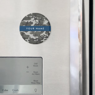 Íman Padrão de Camuflagem Cinza, Seu nome, Personalize