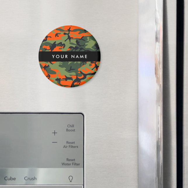 Íman Padrão de Camuflagem Laranja, Seu nome, Personaliz (In Situ (Fridge))