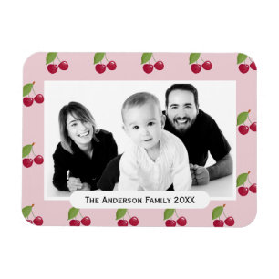 Íman Padrão de Cereja Rosa Foto Personalizada