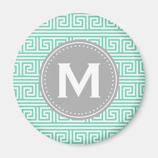 Íman Padrão de Chave Grega de Moeda Moderna do Monogram (Frente)
