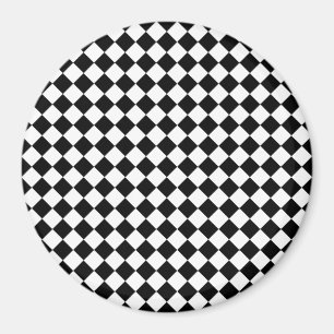 Íman Padrão de Chevon Branco e Preto Sólido, 3 Polegada