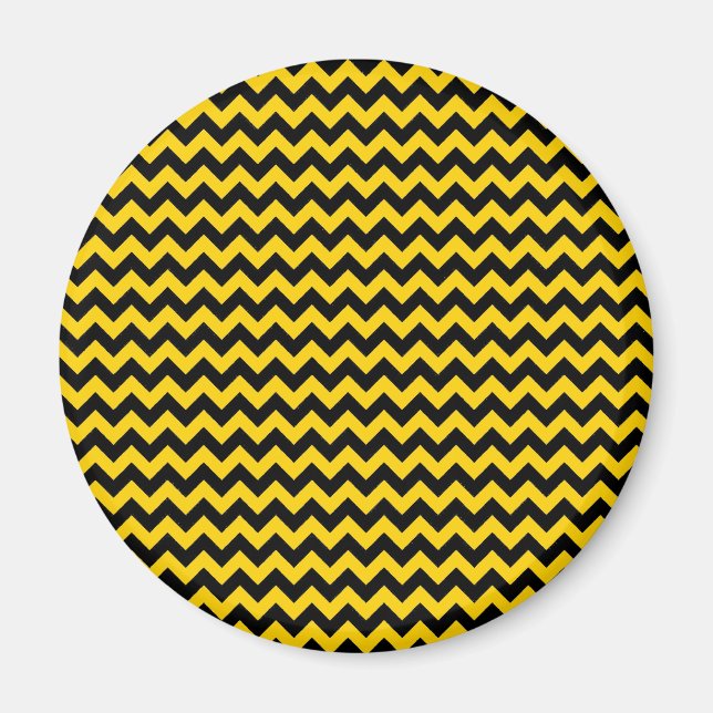 Íman Padrão De Chevron De Zigzag Amarelo E Preto Canári (Frente)