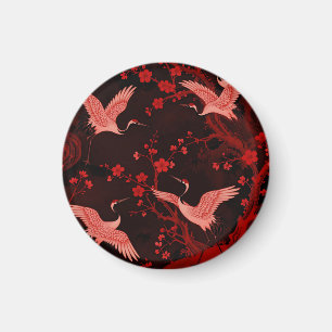 Íman Padrão de Chinoiserie Flor de Cerejeira do Grou Ve