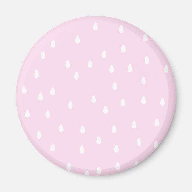 Íman Padrão de chuva de rosa claro. Branco e rosa. (Frente)
