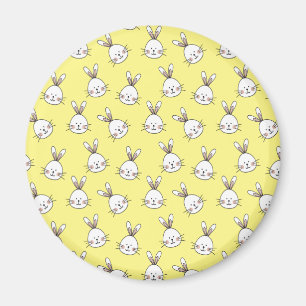 Íman Padrão de Coelhinho Branco Feliz e Bonito