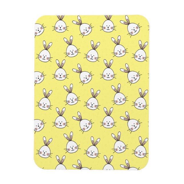 Íman Padrão de Coelho de Páscoa Branco Feliz Fofo (Vertical)